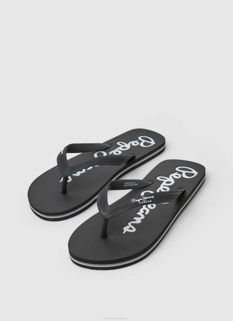 Pepe Jeans Bay Beach Basic Beach Flip Flops Men Black Z22X1265