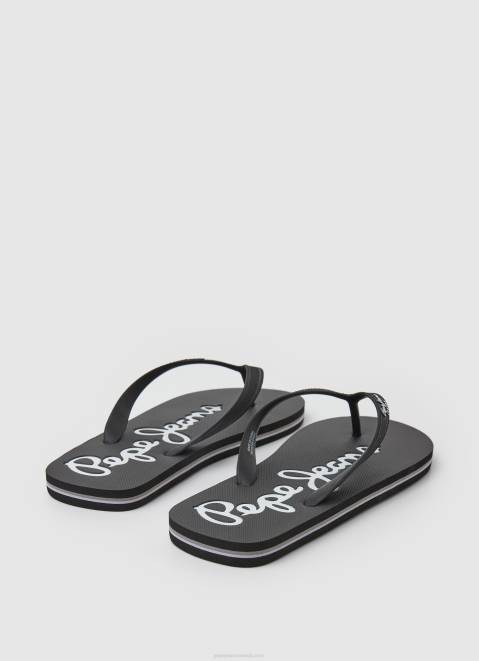 Pepe Jeans Bay Beach Basic Beach Flip Flops Men Black Z22X1265