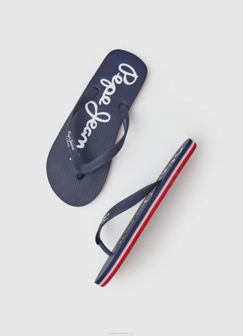 Pepe Jeans Bay Beach Basic Beach Flip Flops Men Navy Z22X1258