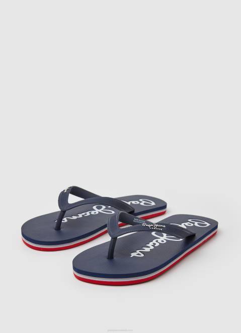 Pepe Jeans Bay Beach Basic Beach Flip Flops Men Navy Z22X1258