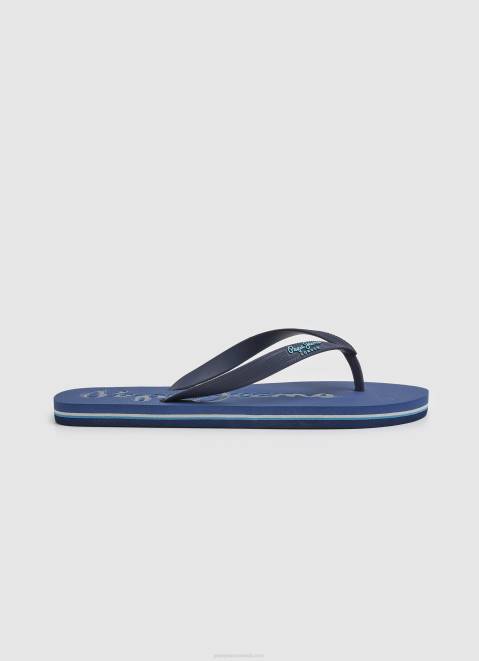 Pepe Jeans Bay Beach Logo Beach Flip Flops Men Dark Denim Z22X1277