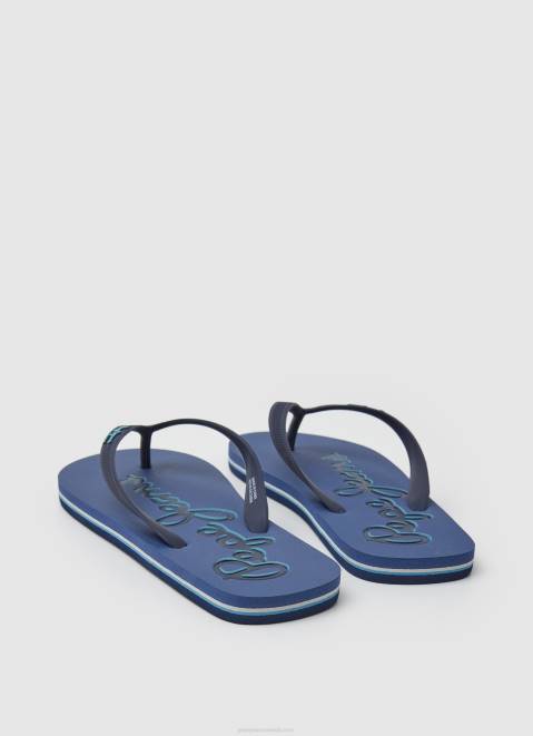 Pepe Jeans Bay Beach Logo Beach Flip Flops Men Dark Denim Z22X1277