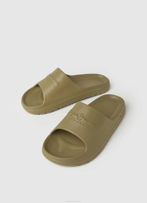 Pepe Jeans Beach Slide Flip Flops Men Army Z22X1283