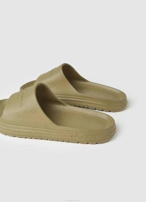 Pepe Jeans Beach Slide Flip Flops Men Army Z22X1283