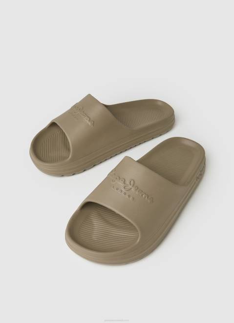 Pepe Jeans Beach Slide Flip Flops Men Brown Z22X1286