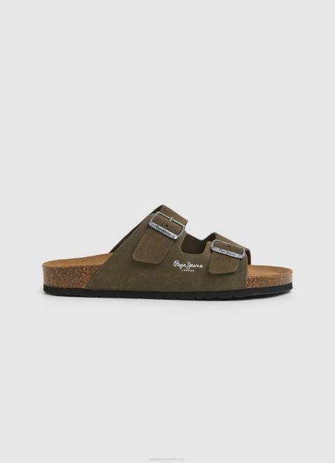 Pepe Jeans Bio Suede Sandals Men Khaki Green Z22X1278