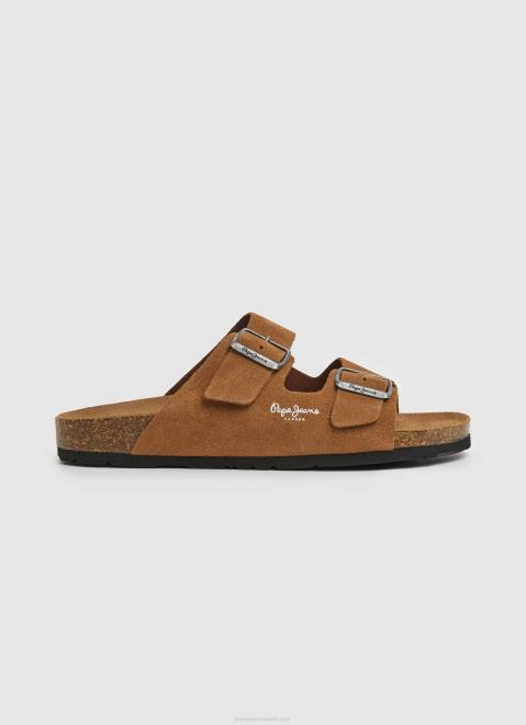 Pepe Jeans Bio Suede Sandals Men Tan Z22X1273