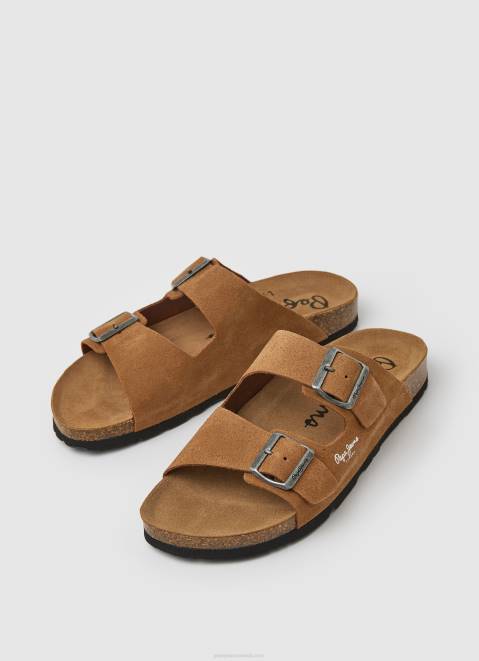 Pepe Jeans Bio Suede Sandals Men Tan Z22X1273