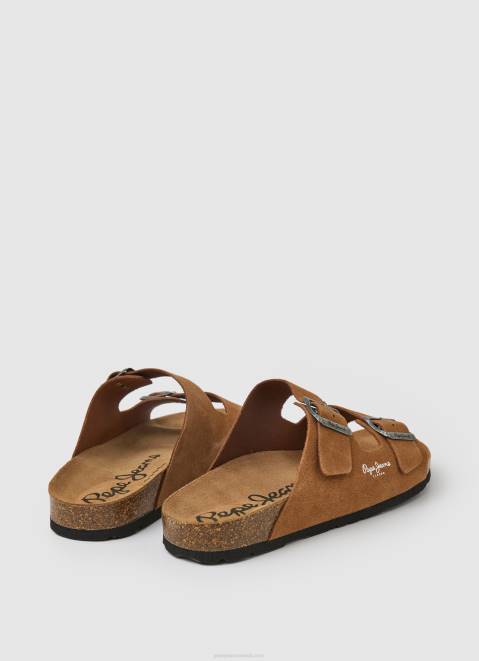 Pepe Jeans Bio Suede Sandals Men Tan Z22X1273
