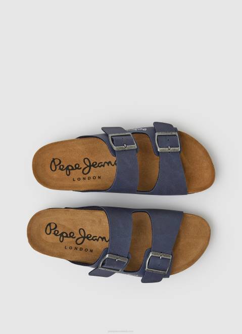 Pepe Jeans Double Chicago Anatomical Sandals Men Navy Z22X1272