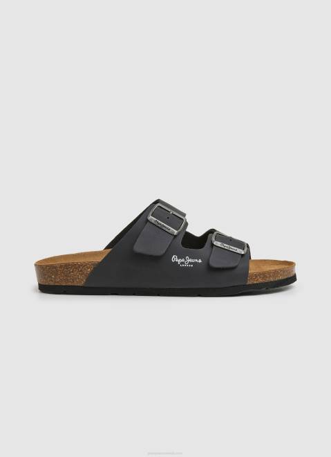 Pepe Jeans Double Kansas Anatomical Sandals Men Black Z22X1271