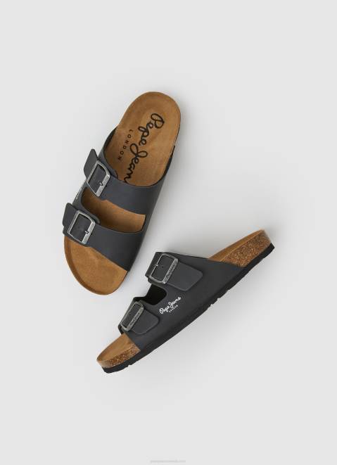 Pepe Jeans Double Kansas Anatomical Sandals Men Black Z22X1271