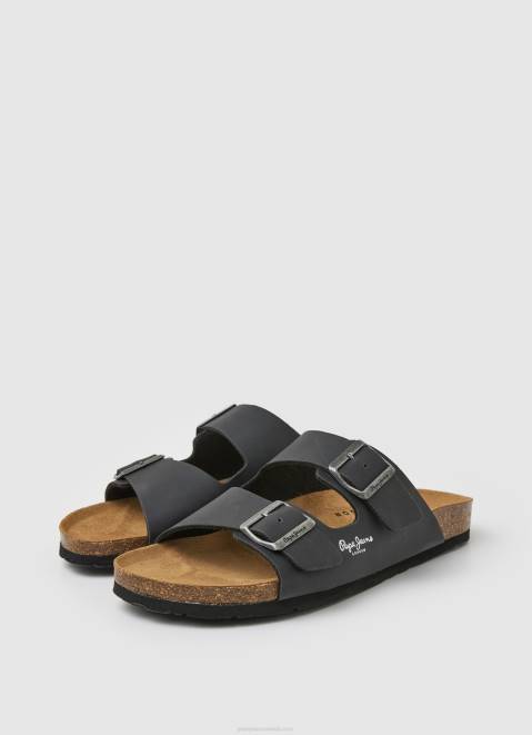 Pepe Jeans Double Kansas Anatomical Sandals Men Black Z22X1271