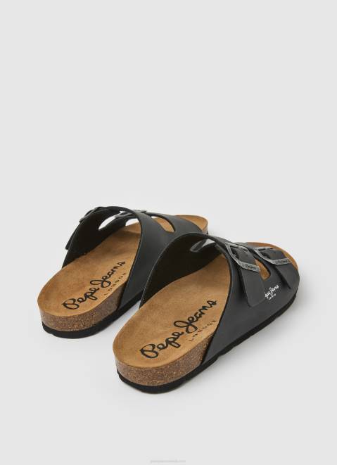 Pepe Jeans Double Kansas Anatomical Sandals Men Black Z22X1271