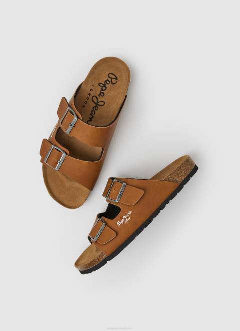 Pepe Jeans Double Kansas Anatomical Sandals Men Tan Z22X1281