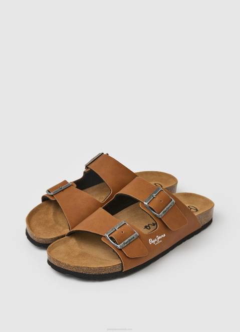 Pepe Jeans Double Kansas Anatomical Sandals Men Tan Z22X1281