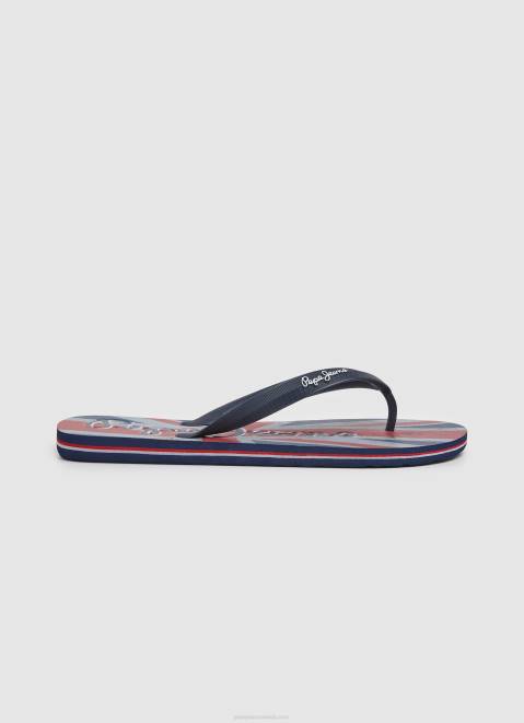 Pepe Jeans Hawi Flag Beach Flip Flops Men Dark Denim Z22X1259