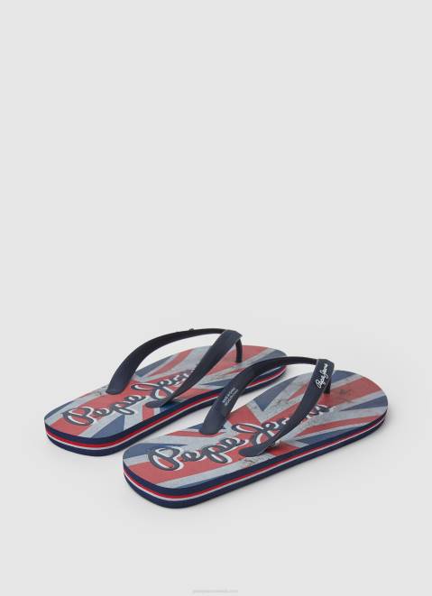 Pepe Jeans Hawi Flag Beach Flip Flops Men Dark Denim Z22X1259