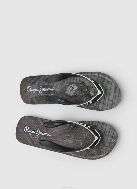 Pepe Jeans Pool Motorbike Beach Flip Flops Men Black Z22X1269
