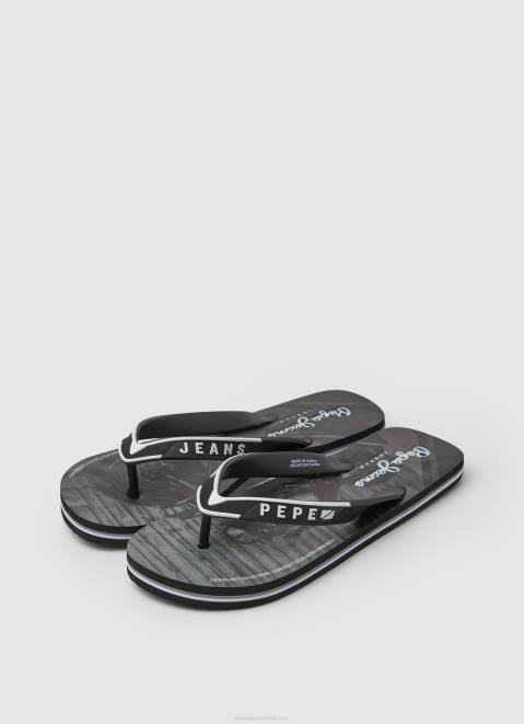 Pepe Jeans Pool Motorbike Beach Flip Flops Men Black Z22X1269