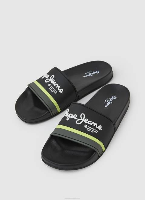 Pepe Jeans Slider Portobello Beach Flip Flops Men Black Z22X1261