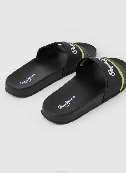 Pepe Jeans Slider Portobello Beach Flip Flops Men Black Z22X1261
