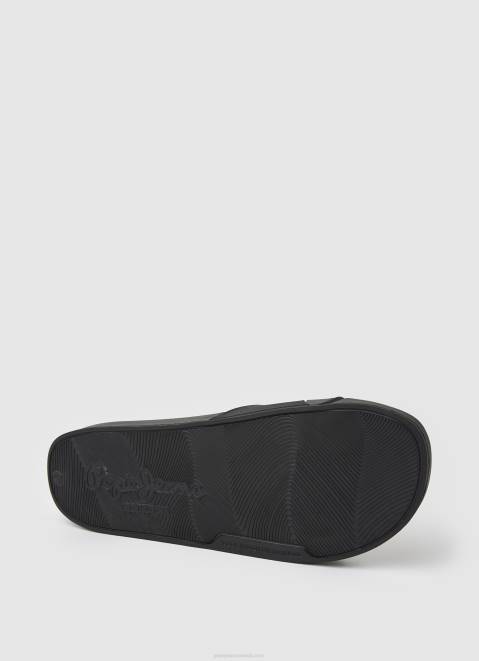 Pepe Jeans Slider Texture Beach Flip Flops Men Black Z22X1263