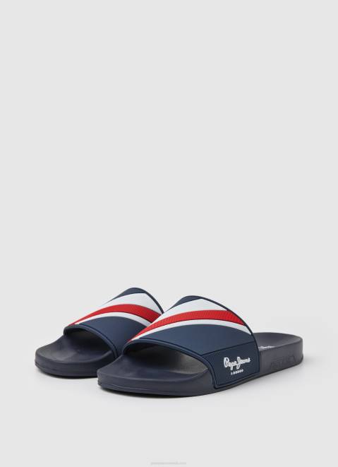 Pepe Jeans Slider Texture Beach Flip Flops Men Navy Z22X1264