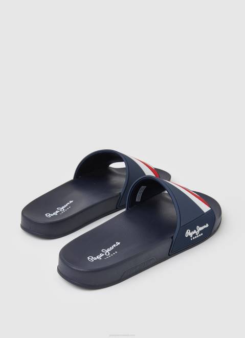 Pepe Jeans Slider Texture Beach Flip Flops Men Navy Z22X1264