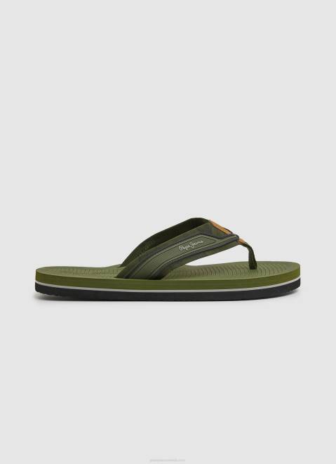 Pepe Jeans South Beach Camu Beach Flip Flops Men Khaki Green Z22X1280