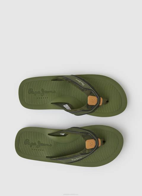 Pepe Jeans South Beach Camu Beach Flip Flops Men Khaki Green Z22X1280
