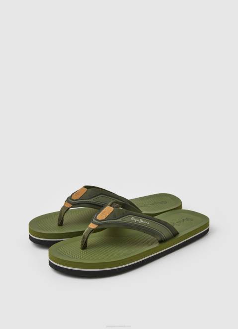 Pepe Jeans South Beach Camu Beach Flip Flops Men Khaki Green Z22X1280