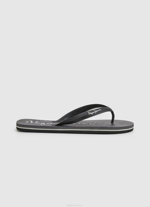 Pepe Jeans Whale Bandana Beach Flip Flops Men Black Z22X1284