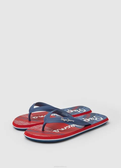 Pepe Jeans Whale Flag Beach Flip Flops Men Navy Z22X1256