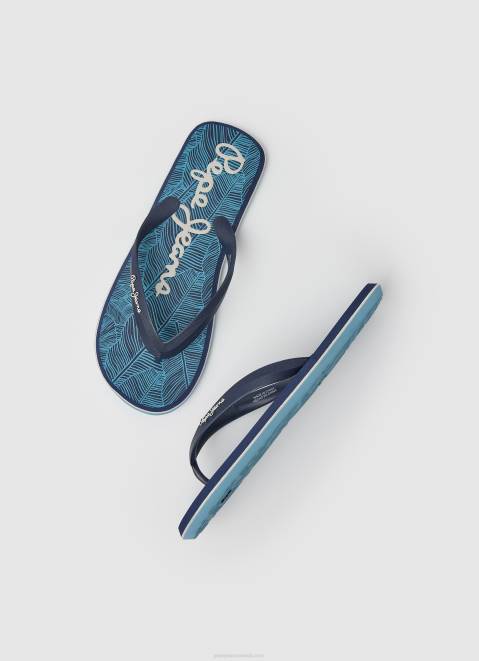 Pepe Jeans Whale Rainforest Beach Flip Flops Men Navy Z22X1287