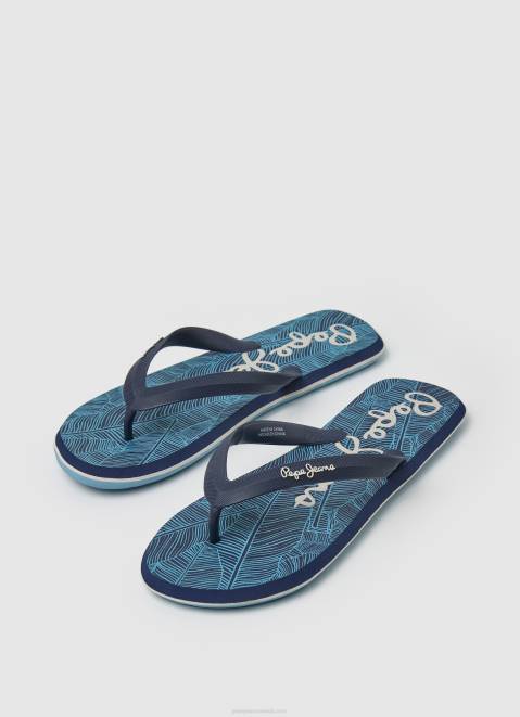 Pepe Jeans Whale Rainforest Beach Flip Flops Men Navy Z22X1287
