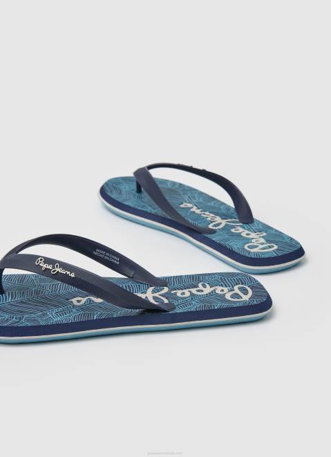 Pepe Jeans Whale Rainforest Beach Flip Flops Men Navy Z22X1287