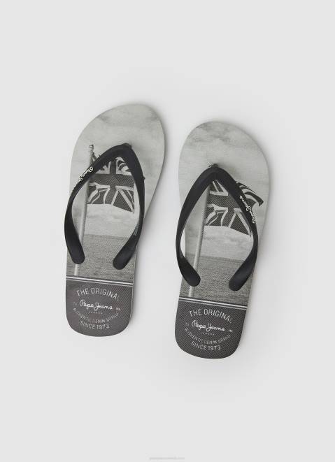 Pepe Jeans Whale Sea Beach Flip Flops Men Black Z22X1262