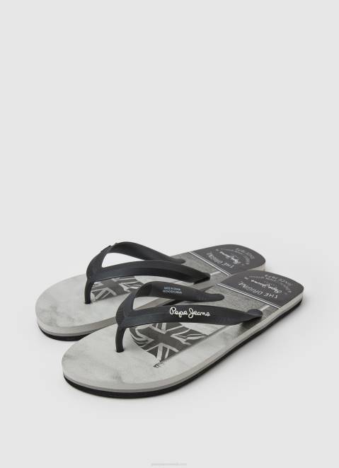 Pepe Jeans Whale Sea Beach Flip Flops Men Black Z22X1262