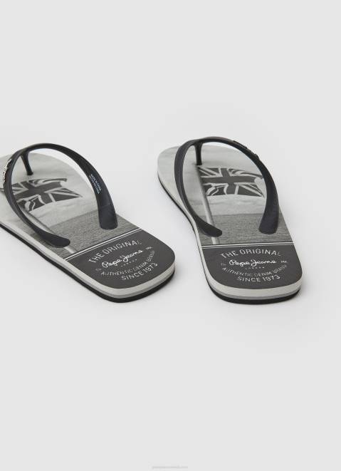 Pepe Jeans Whale Sea Beach Flip Flops Men Black Z22X1262