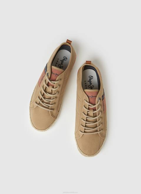 Pepe Jeans Blucher Canvas Sneakers Men Camel Z22X1195