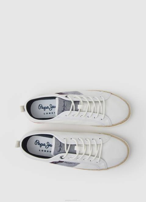 Pepe Jeans Blucher Canvas Sneakers Men White Z22X1216