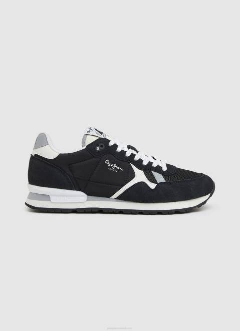 Pepe Jeans Brit Combined Sneakers Men Black Z22X1200