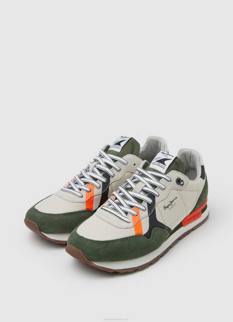 Pepe Jeans Brit Combined Sneakers Men Khaki Green Z22X1185