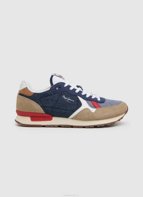 Pepe Jeans Brit Man Combined Sneakers Men Dark Denim Z22X1175