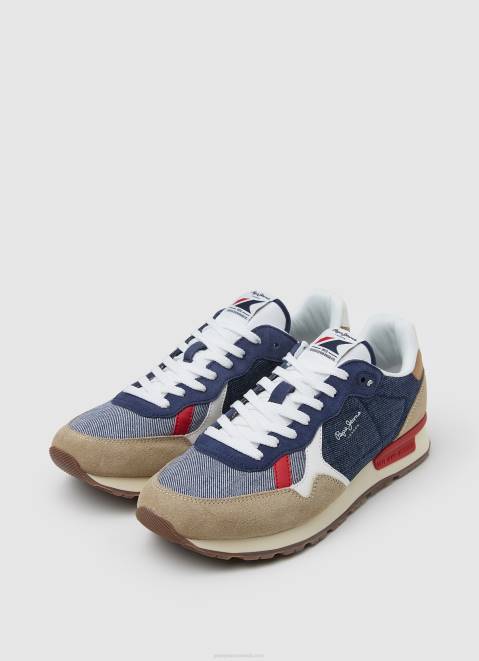 Pepe Jeans Brit Man Combined Sneakers Men Dark Denim Z22X1175