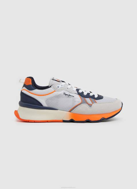 Pepe Jeans Brit Pro Neon Combined Sneakers Men White Z22X1221