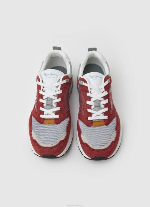 Pepe Jeans Dave Urban Combined Sneakers Men Red Dahlia Z22X1226