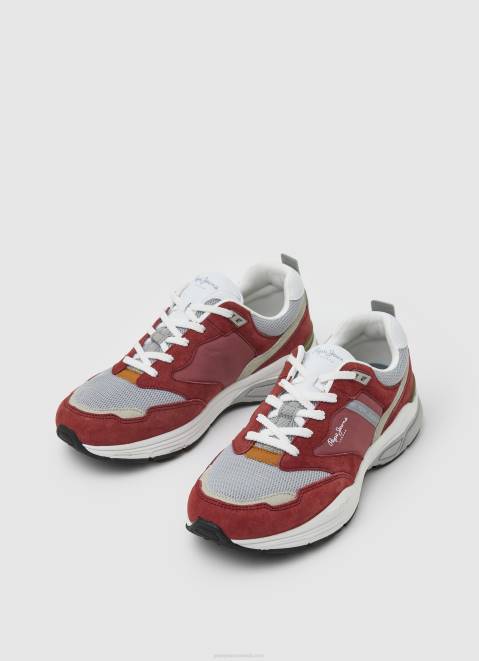 Pepe Jeans Dave Urban Combined Sneakers Men Red Dahlia Z22X1226