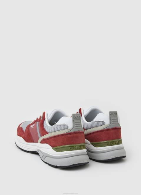 Pepe Jeans Dave Urban Combined Sneakers Men Red Dahlia Z22X1226